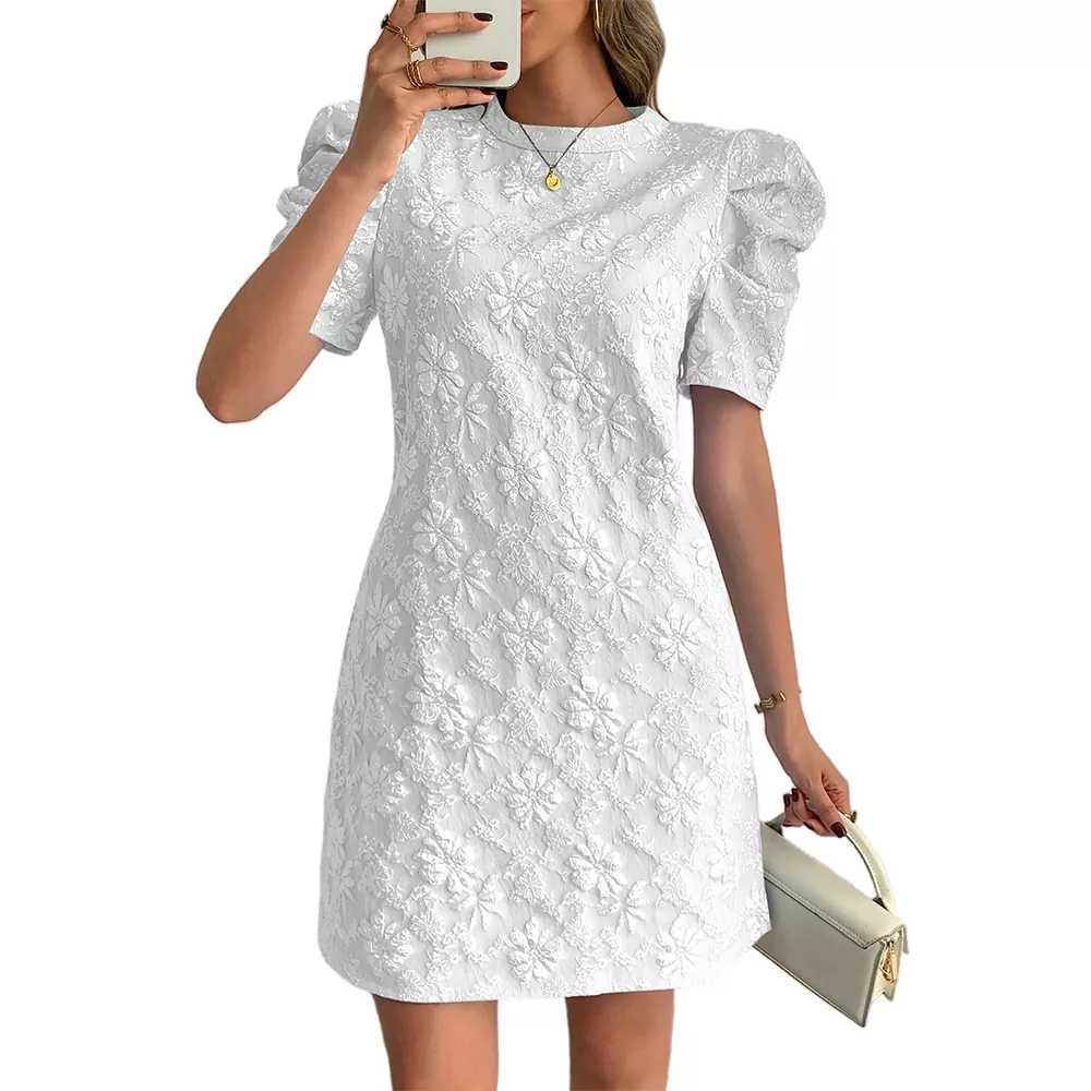Floral Puff Sleeve Women Casual Elegant Mini Dress