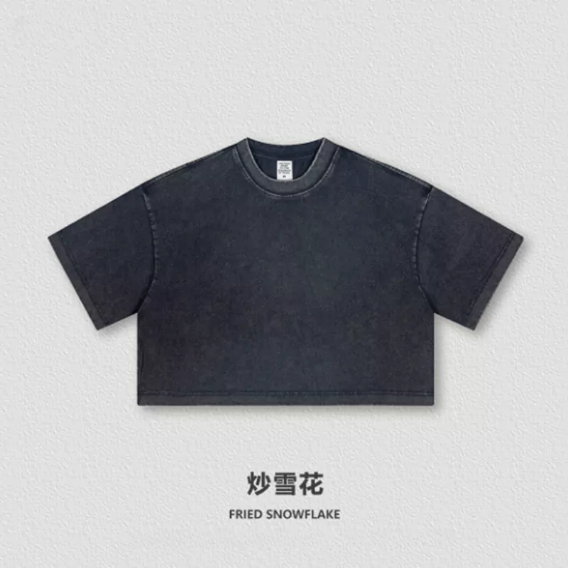 Washed Vintage Short-Sleeve Daily Women's T-shirt