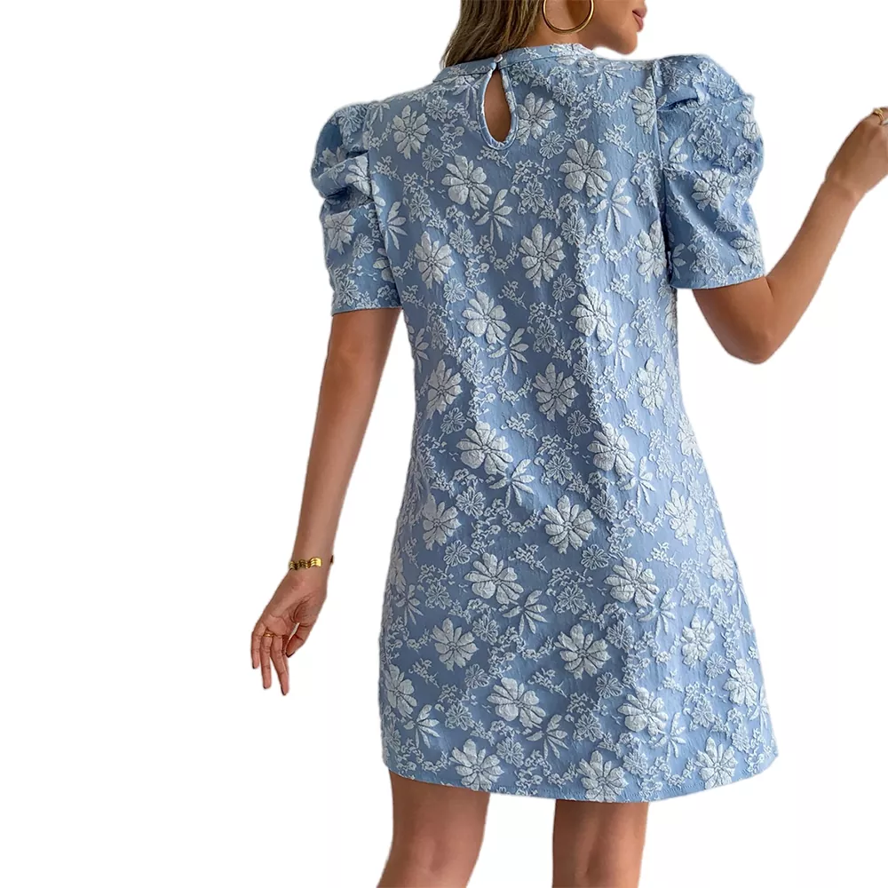Floral Puff Sleeve Women Casual Elegant Mini Dress