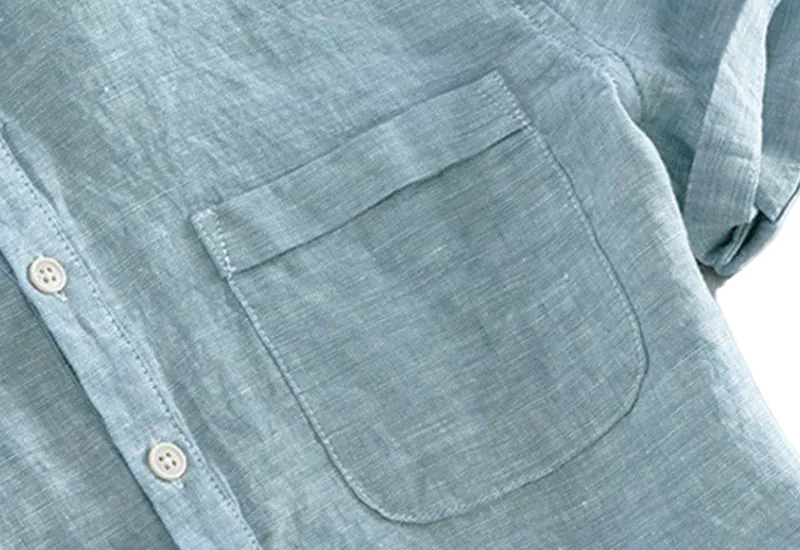 Men's Solid Standing Collar Short Sleeve Shirt