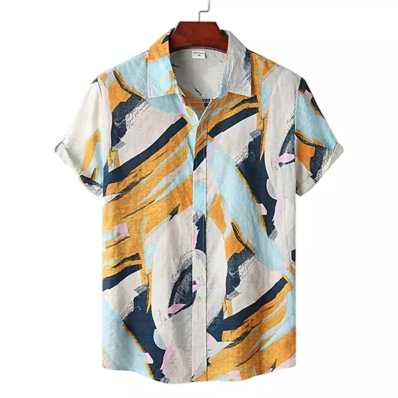 Printed Fashionable Men's Short Sleeve Shirt