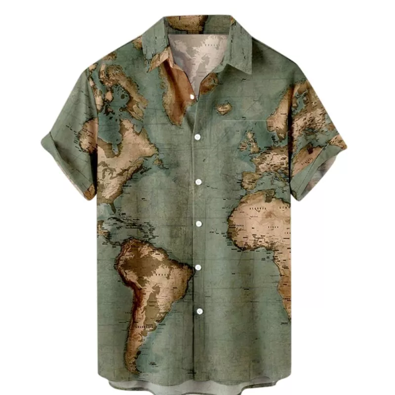 Printed Fashionable Men's Short Sleeve Shirt