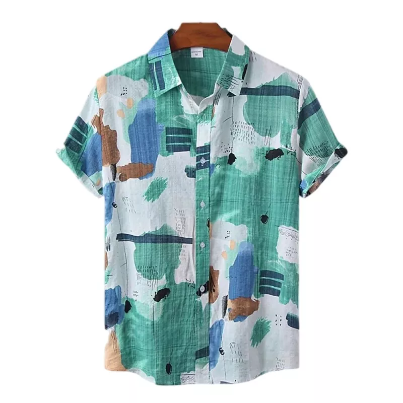 Printed Fashionable Men's Short Sleeve Shirt