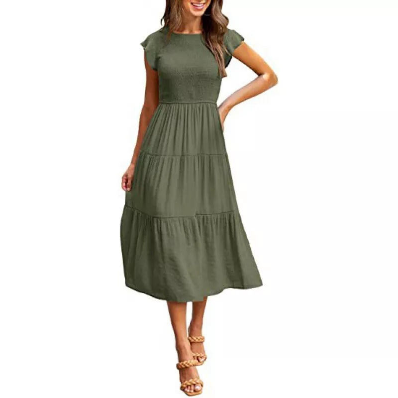 Small Flying Sleeve Dress For Women's Maxi Dress